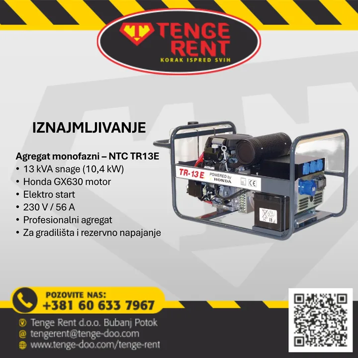 Monofazni agregat 13kVA